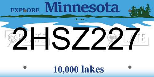 2HSZ227 Minnesota License Plate