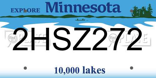 2HSZ272 Minnesota License Plate