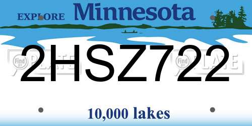2HSZ722 Minnesota License Plate
