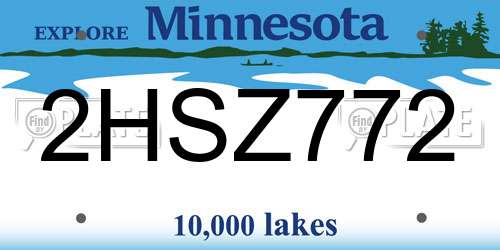 2HSZ772 Minnesota License Plate