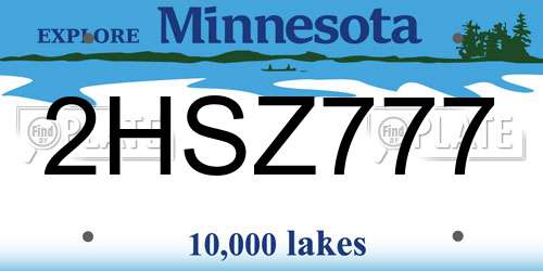 2HSZ777 Minnesota License Plate