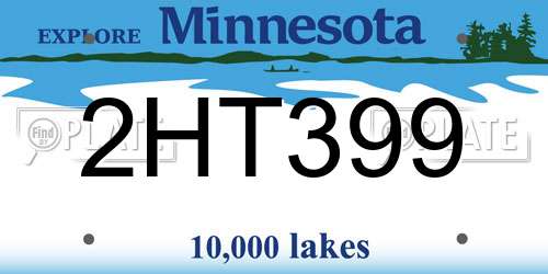 2HT399 Minnesota License Plate