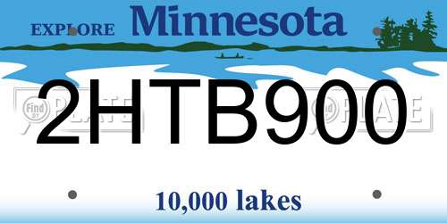 2HTB900 Minnesota License Plate