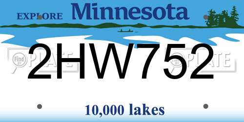 2HW752 Minnesota License Plate