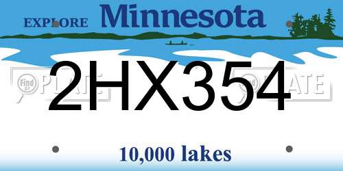 2HX354 Minnesota License Plate
