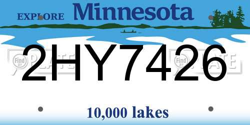 2HY7426 Minnesota License Plate