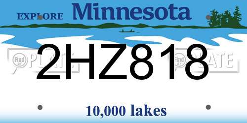 2HZ818 Minnesota License Plate