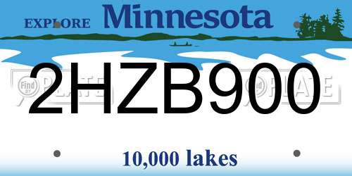 2HZB900 Minnesota License Plate
