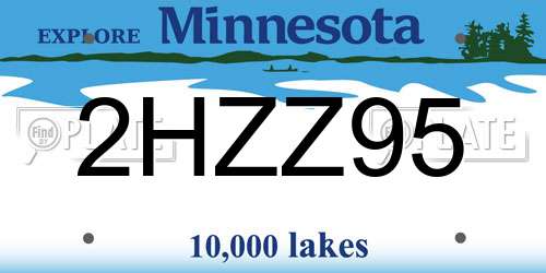 2HZZ95 Minnesota License Plate