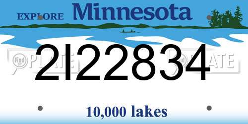 2I22834 Minnesota License Plate