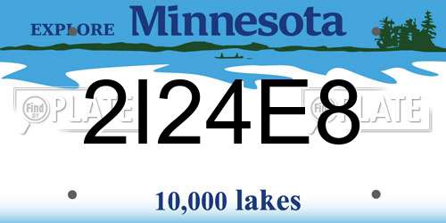 2I24E8 Minnesota License Plate