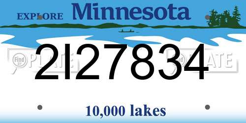 2I27834 Minnesota License Plate