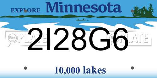 2I28G6 Minnesota License Plate