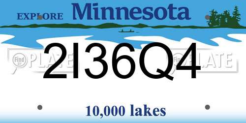 2I36Q4 Minnesota License Plate