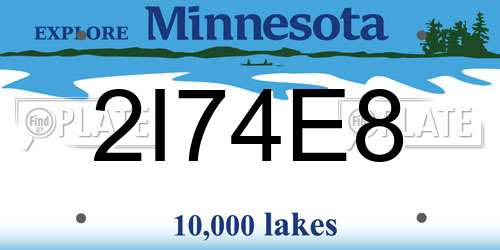 2I74E8 Minnesota License Plate