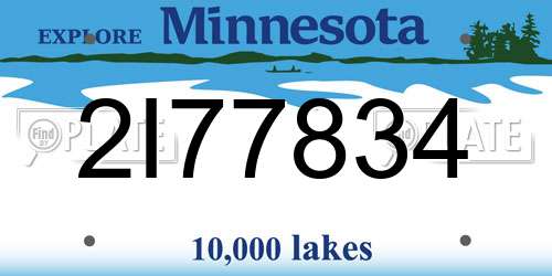2I77834 Minnesota License Plate