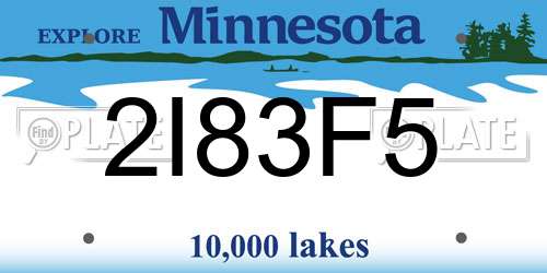 2I83F5 Minnesota License Plate