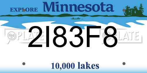 2I83F8 Minnesota License Plate