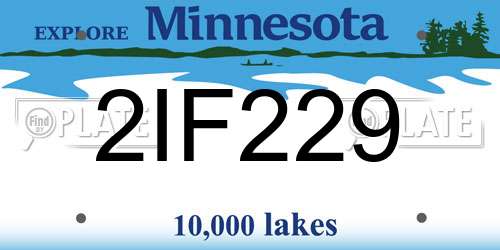 2IF229 Minnesota License Plate