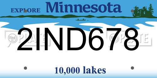 2IND678 Minnesota License Plate