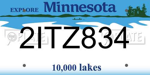 2ITZ834 Minnesota License Plate