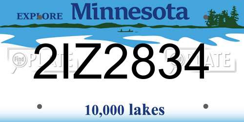 2IZ2834 Minnesota License Plate