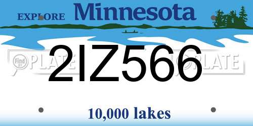 2IZ566 Minnesota License Plate