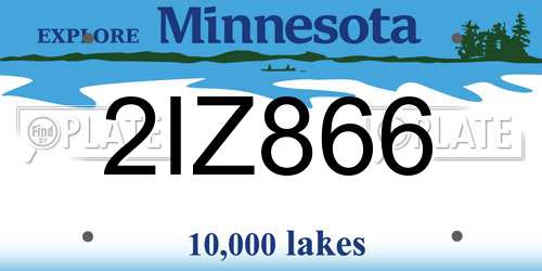 2IZ866 Minnesota License Plate