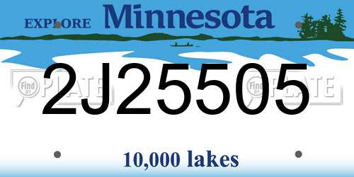 2J25505 Minnesota License Plate