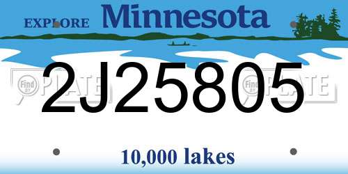 2J25805 Minnesota License Plate