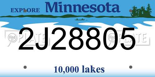 2J28805 Minnesota License Plate