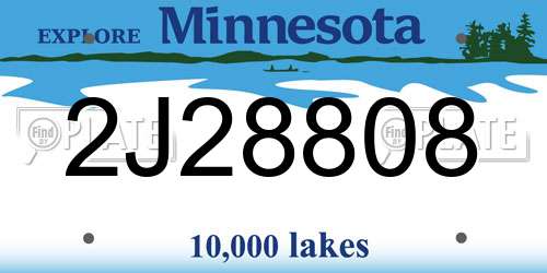2J28808 Minnesota License Plate
