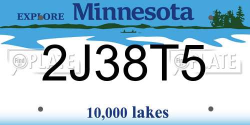 2J38T5 Minnesota License Plate