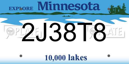 2J38T8 Minnesota License Plate
