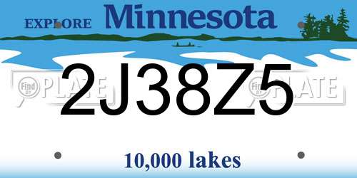 2J38Z5 Minnesota License Plate