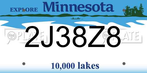 2J38Z8 Minnesota License Plate