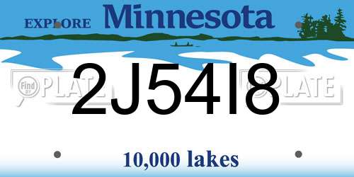 2J54I8 Minnesota License Plate