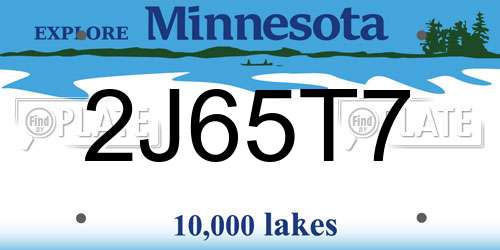 2J65T7 Minnesota License Plate