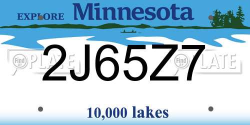 2J65Z7 Minnesota License Plate