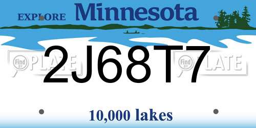 2J68T7 Minnesota License Plate