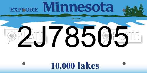 2J78505 Minnesota License Plate