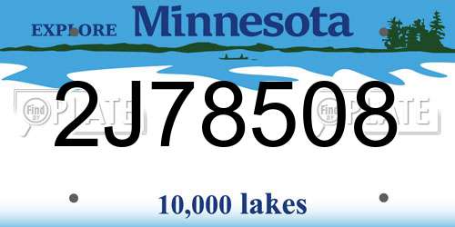 2J78508 Minnesota License Plate