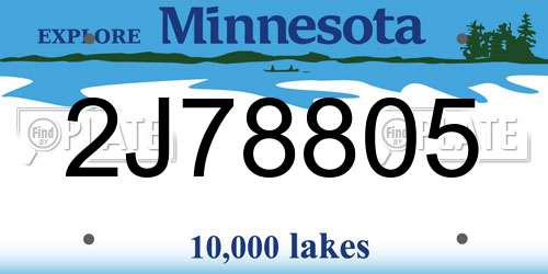 2J78805 Minnesota License Plate