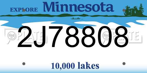 2J78808 Minnesota License Plate