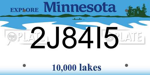 2J84I5 Minnesota License Plate