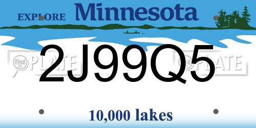 2J99Q5 Minnesota License Plate