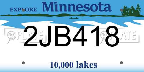 2JB418 Minnesota License Plate