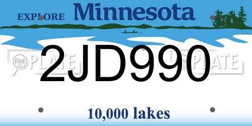 2JD990 Minnesota License Plate