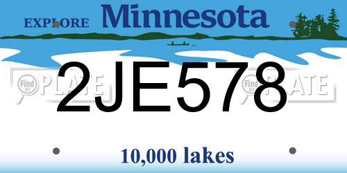 2JE578 Minnesota License Plate