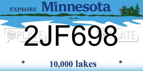 2JF698 Minnesota License Plate